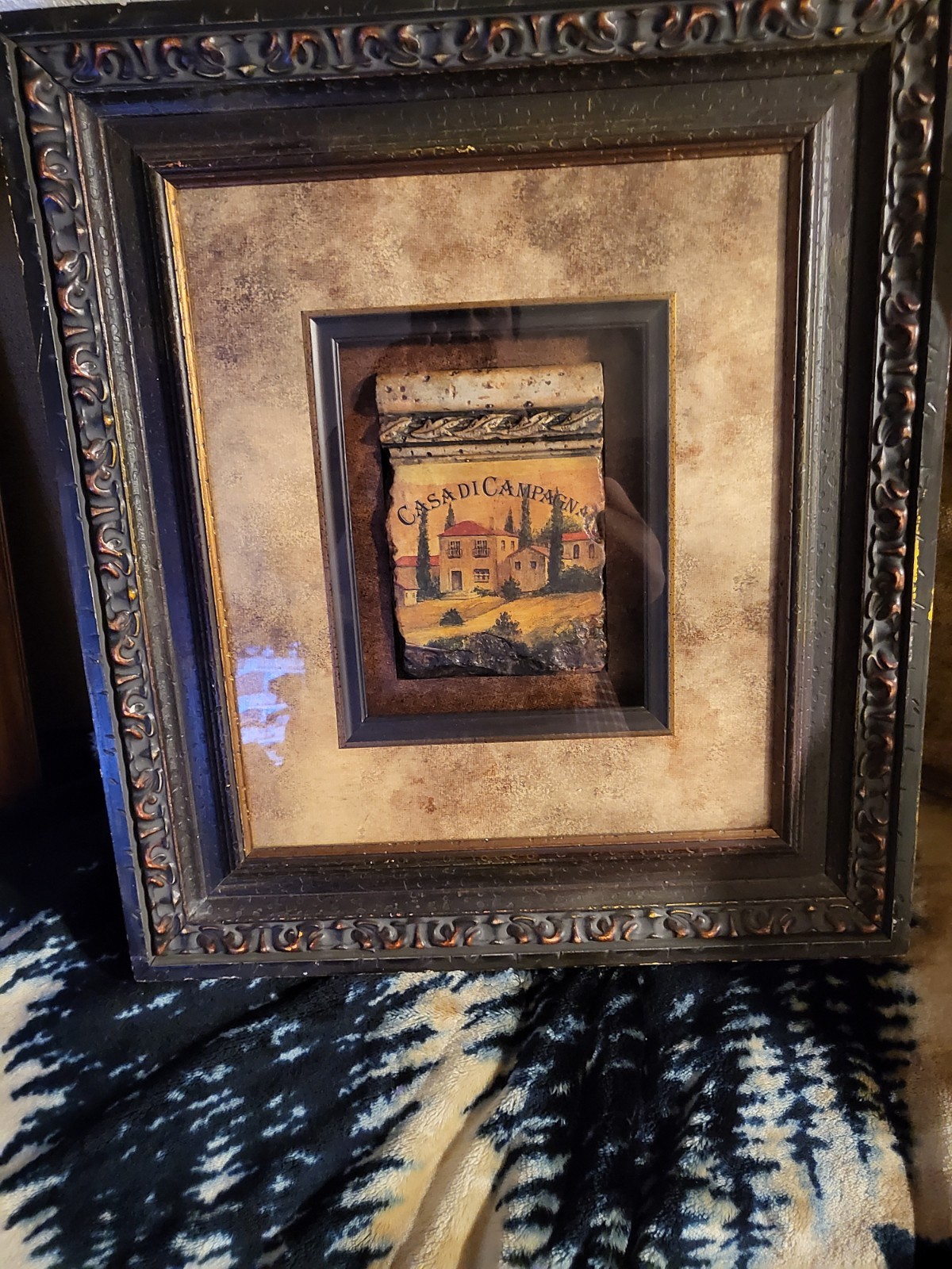 Casa di Campagna Hand Painted Stone Art Shadow Box Frame