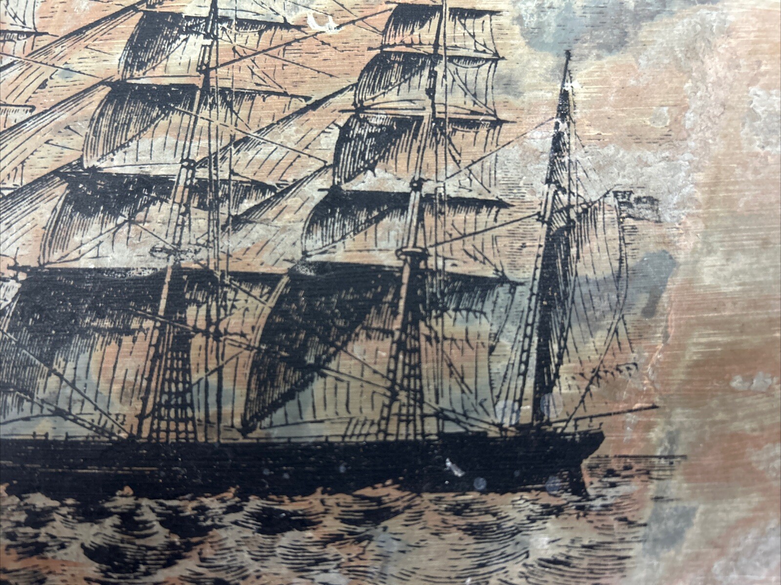 Painted Slate Clipper Ship Great Republic Based On 1853 Work By J. Butterworth