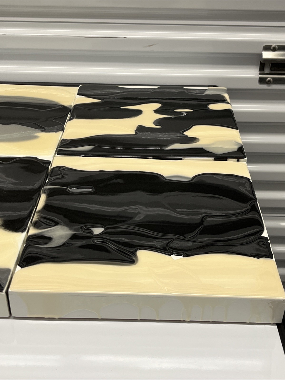 Andy Blank Abstract Paintings Black/Gray/Ivory – Set Of 8 (each 12”x12”x1.5”)