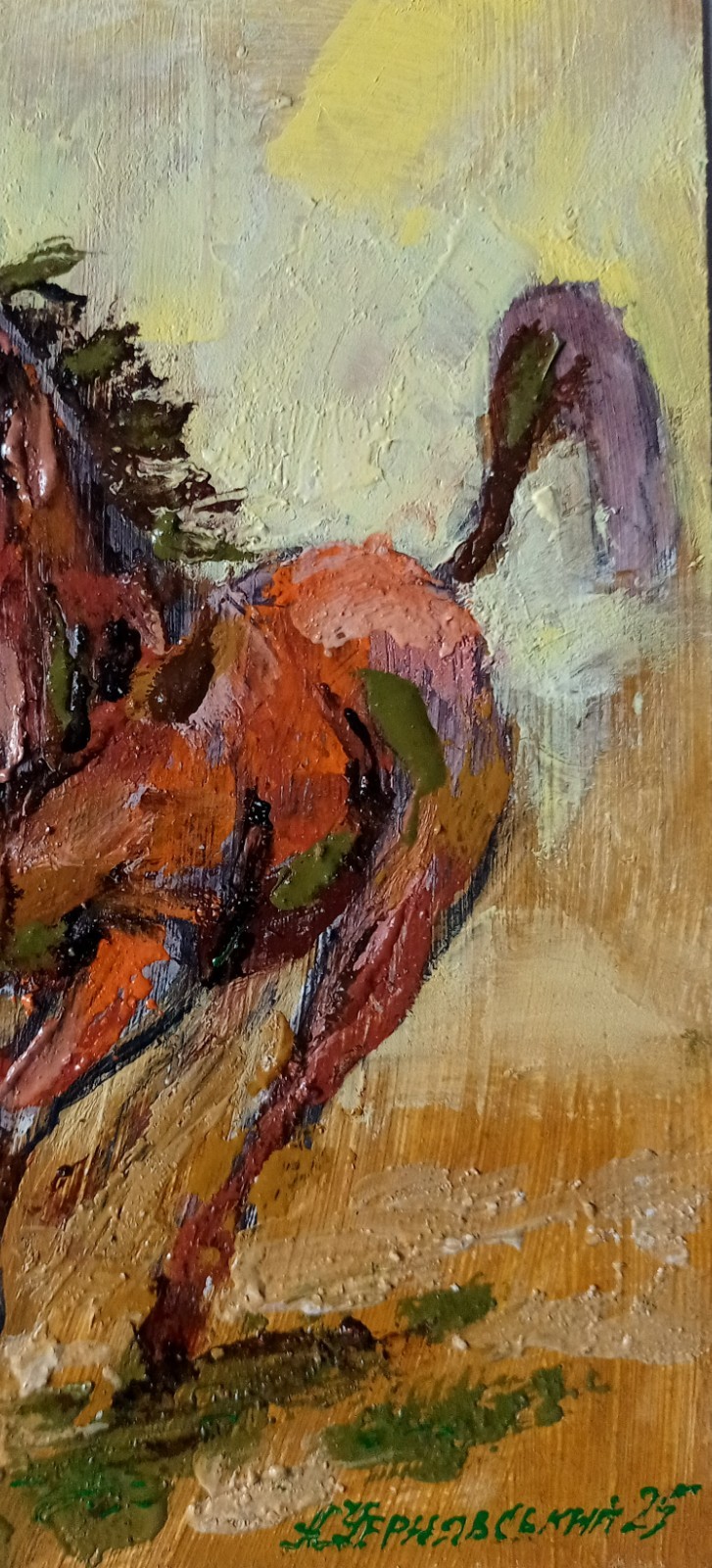 Horse Impasto Painting Original Art Impression Oil Painting 7.8 x 5.9 in