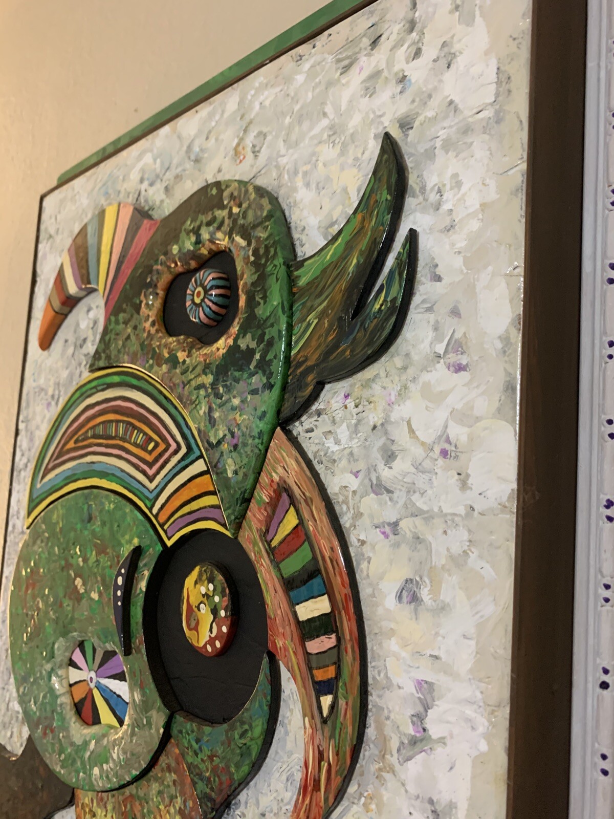 UNIQUE! One Of A Kind Pseudo Toucan Abstract Art Deco Contemporary SIGNED!