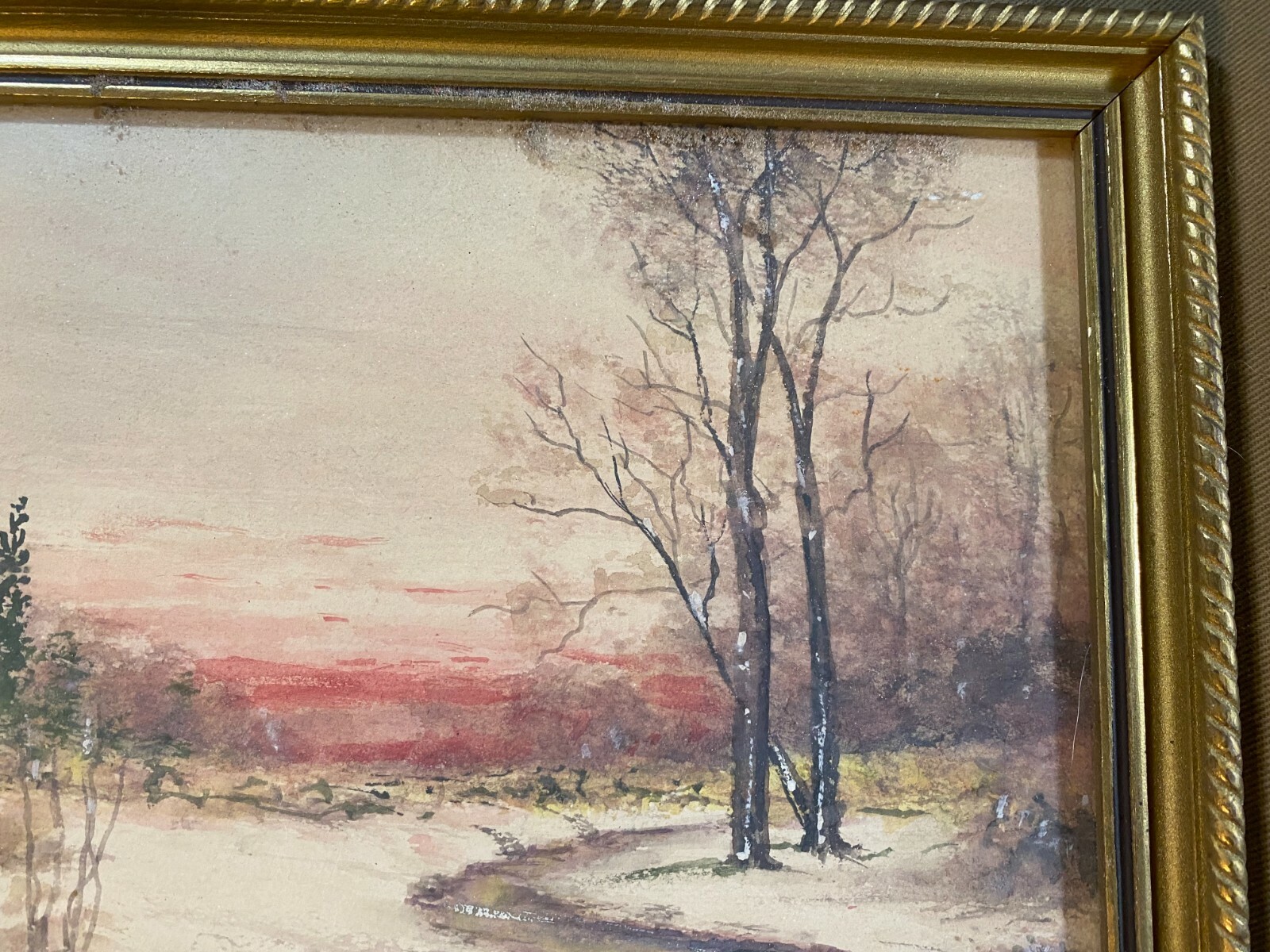 Raphael Senseman (1870 – 1965) «Winter River And Landscape Scene» WC Painting