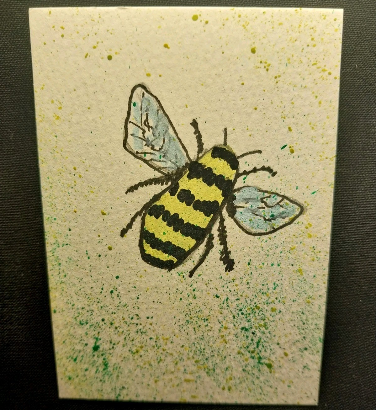 ACEO Original Art Painting – Hand Painted & SIGNED by GAT Bee Cartoon Animals