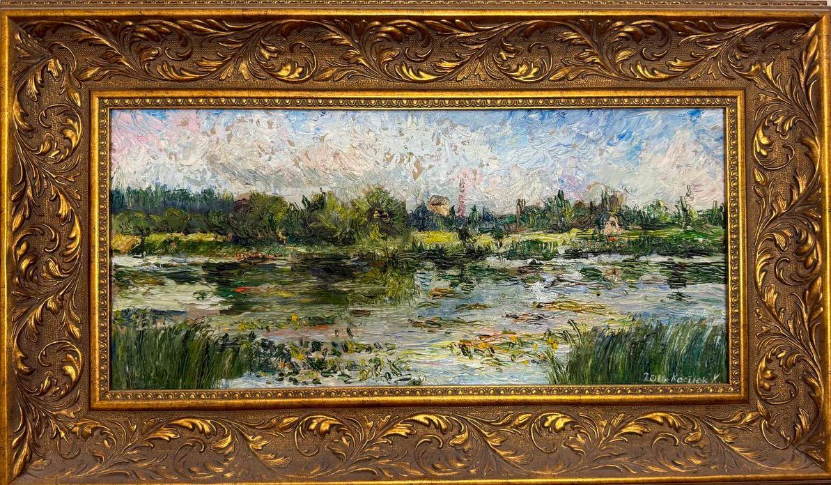 Original Oil Painting on Cardboard 2011 – Serenity/Calm – Signed Art 52×23 cm
