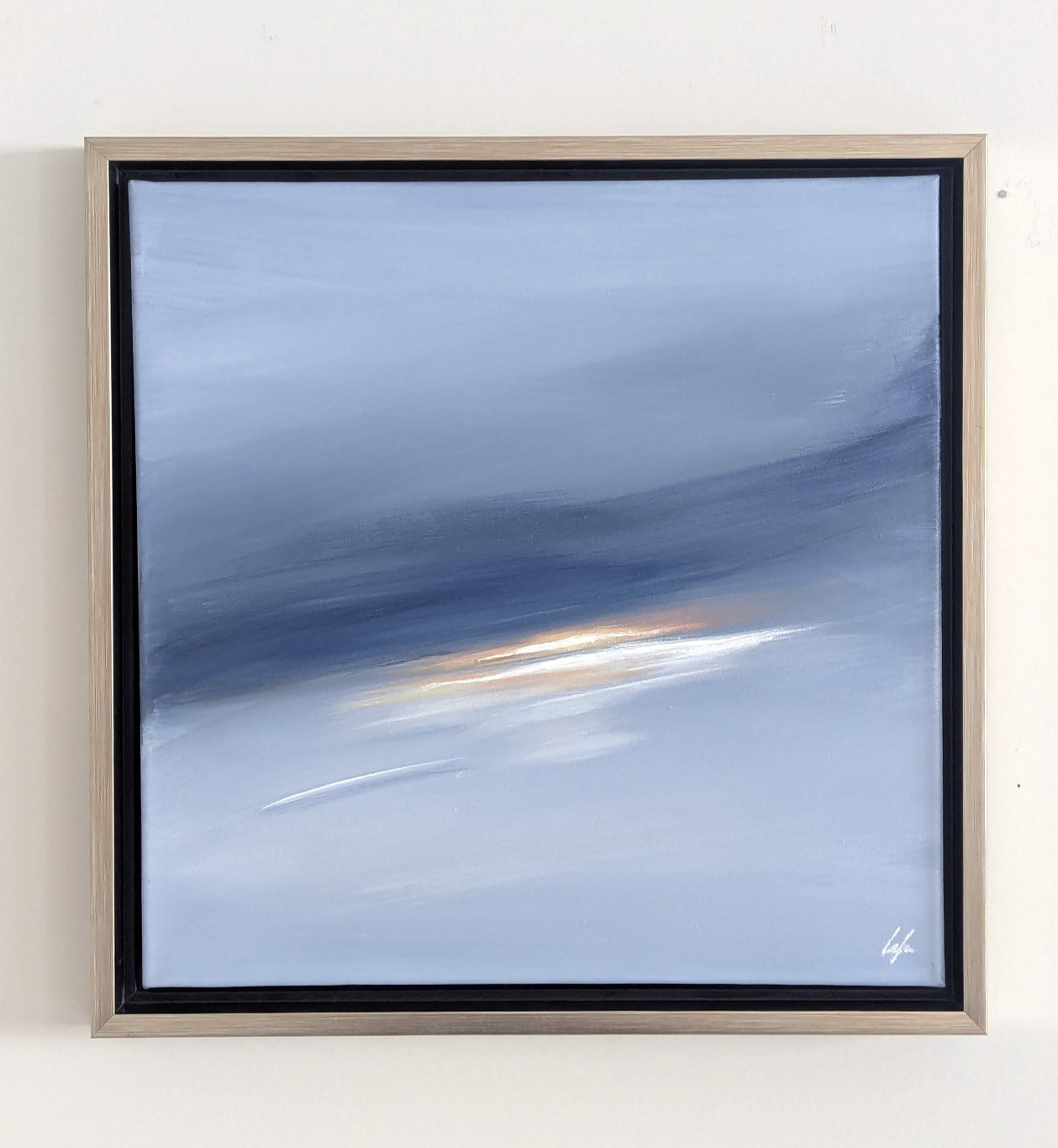 Original Ocean Painting on Canvas: Framed Abstract Coastal Art (16×16)