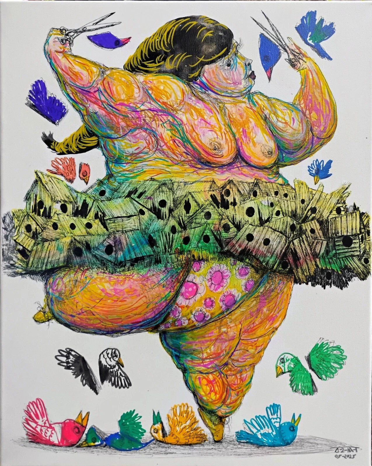 ALAIN DONATE CUBAN ART ORIGINAL ACRYLIC PAINTING /CANVA SURREAL 16″X 20″ COLLECT