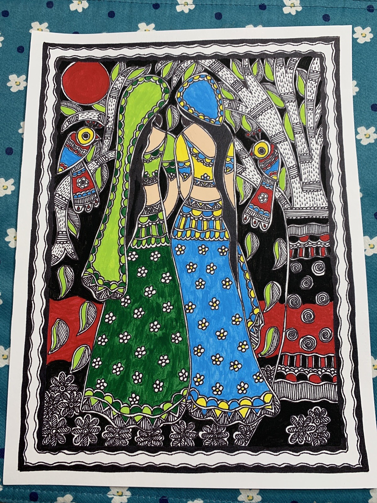 Madhubani Mithila handmade painting/home decor/Indian Folk art