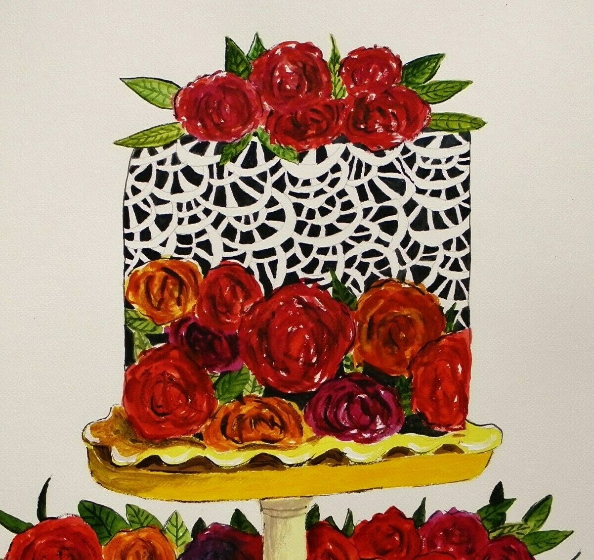 Original Bakery Sketch Cake Food Watercolor Impressionism