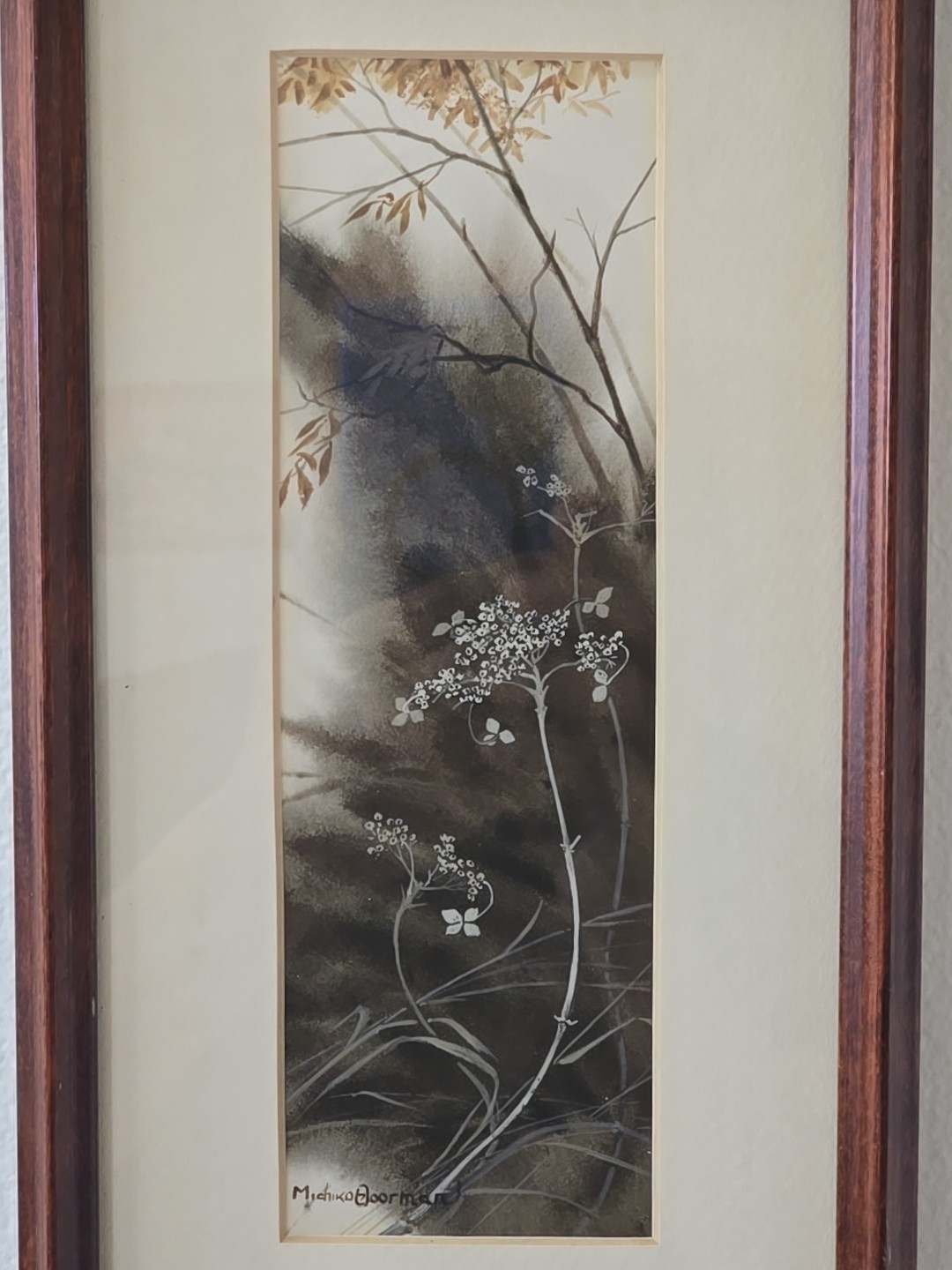 Michiko Boorman Signed Original Floral Watercolor Framed – Wild Hydrangea