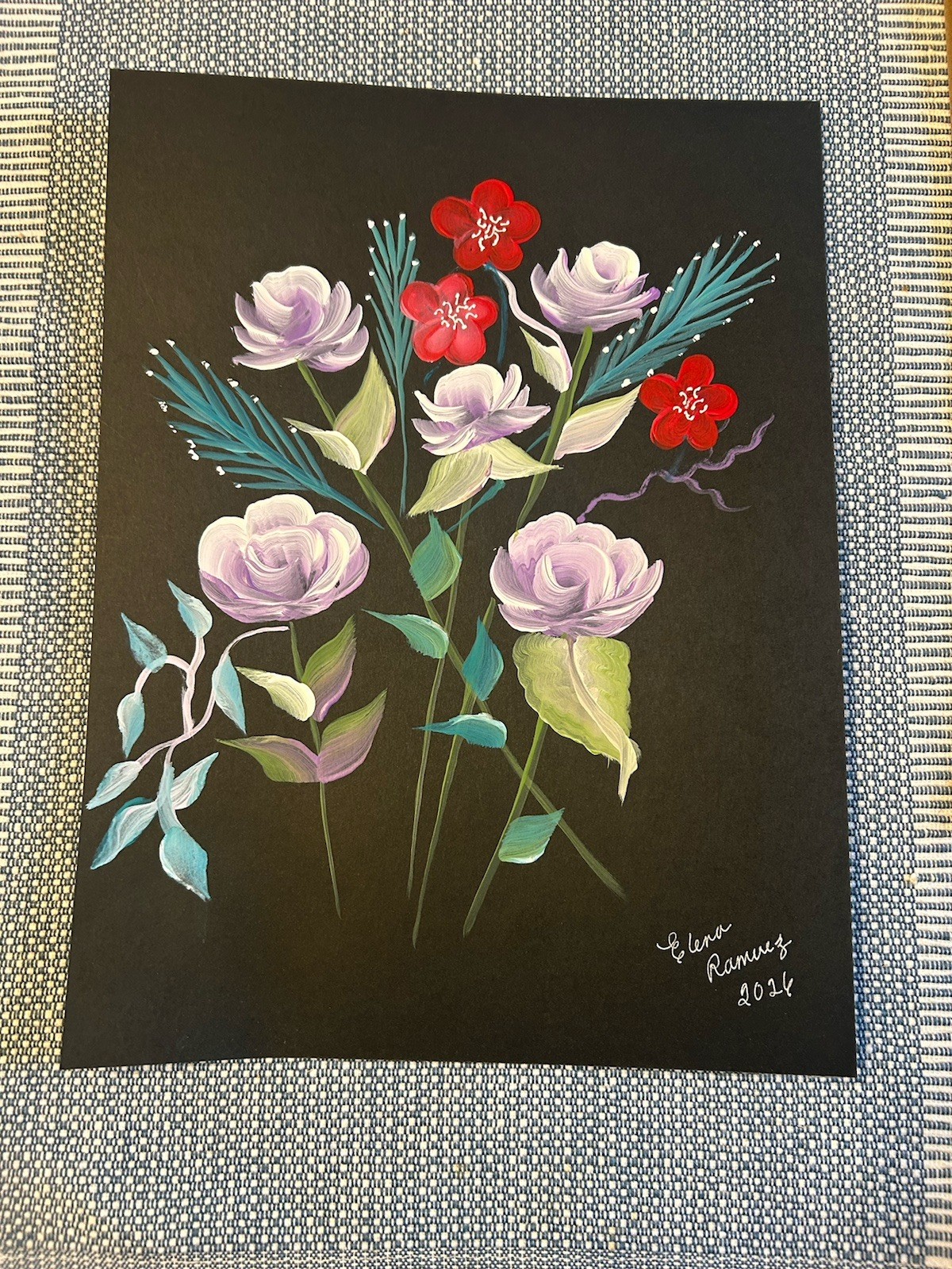 Purple and white Passion Flowers Painting