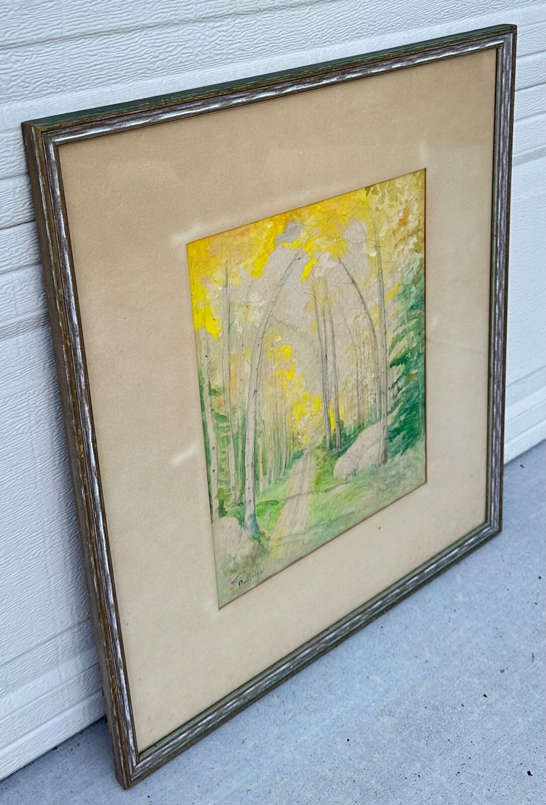 Bert G. Phillips (1868–1956) Watercolor Aspen Forest Path Scene Painting
