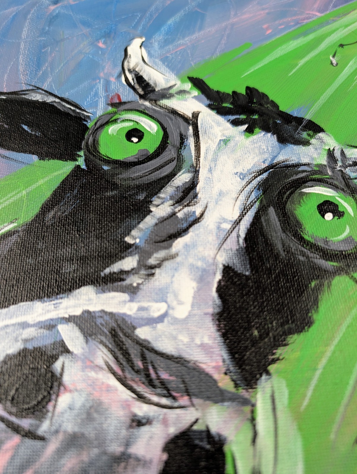 Cow UFO Abduction Original Painting Canvas Alien Pop Art Gestural Expressionism