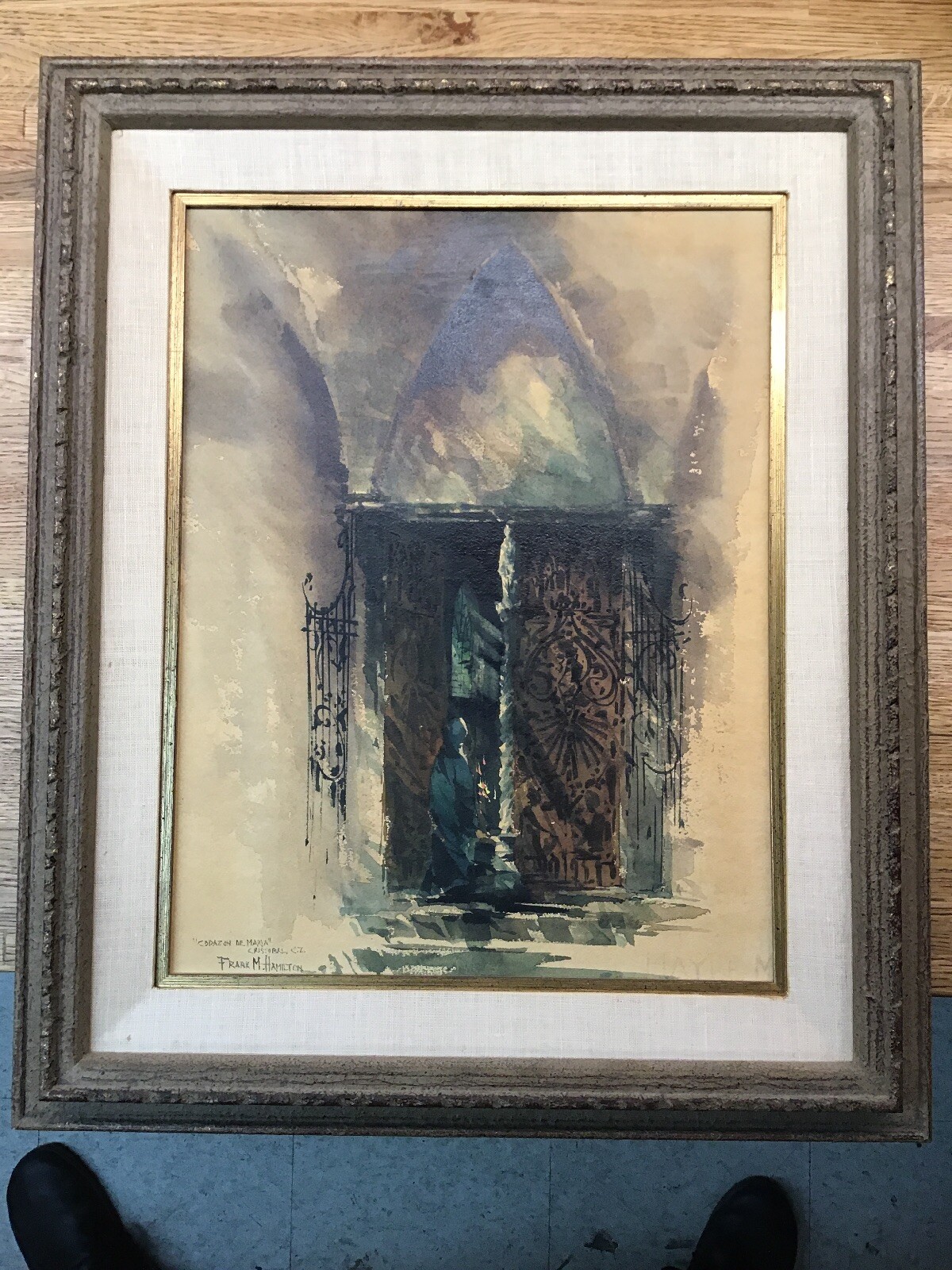 Frank M. Hamilton Original «Corazon De Maria» Cristobal C.Z. 13″x17″ Framed