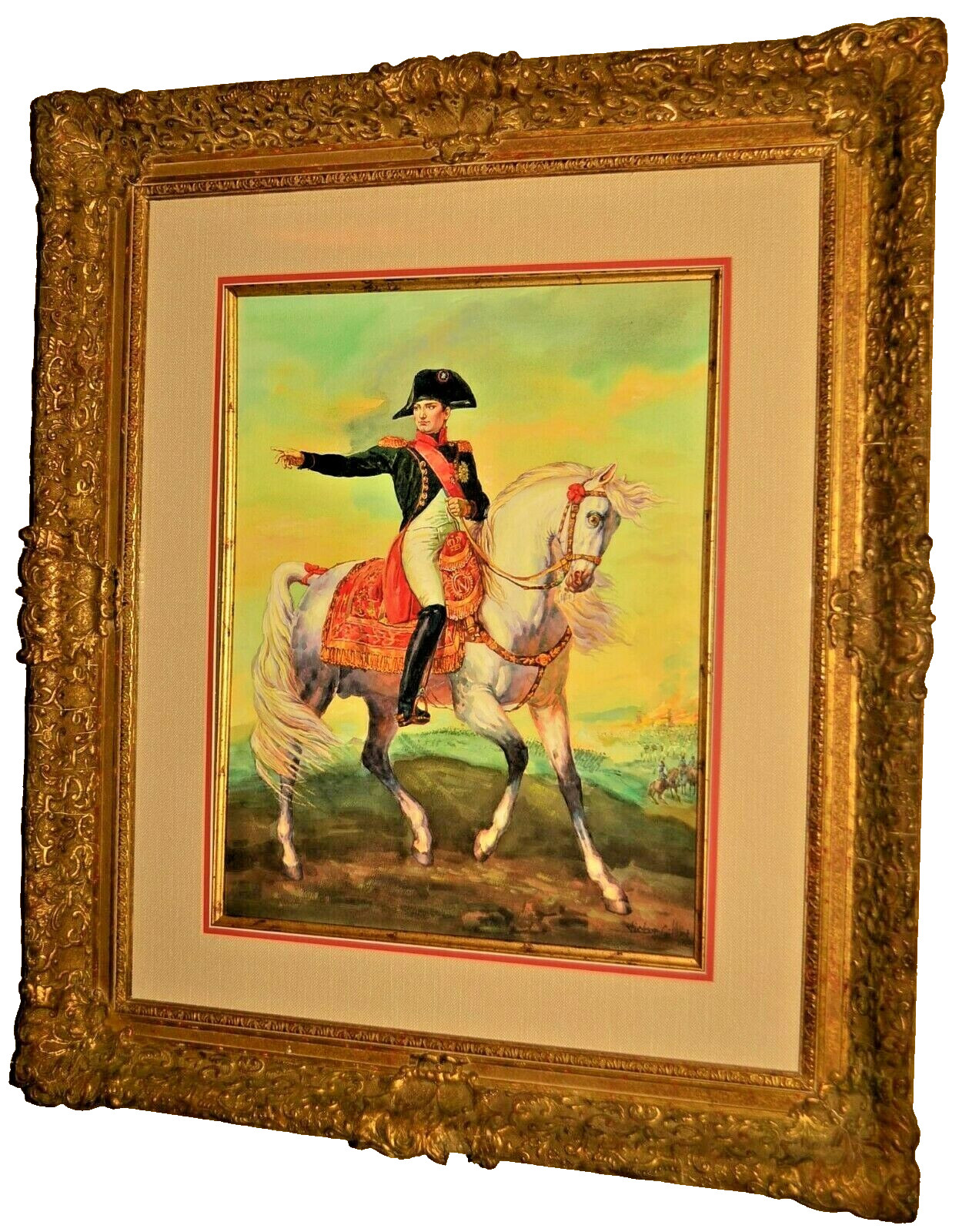 VICTOR GILBERT Original Signed Napoleon Portrait Landscape Watercolor Painting
