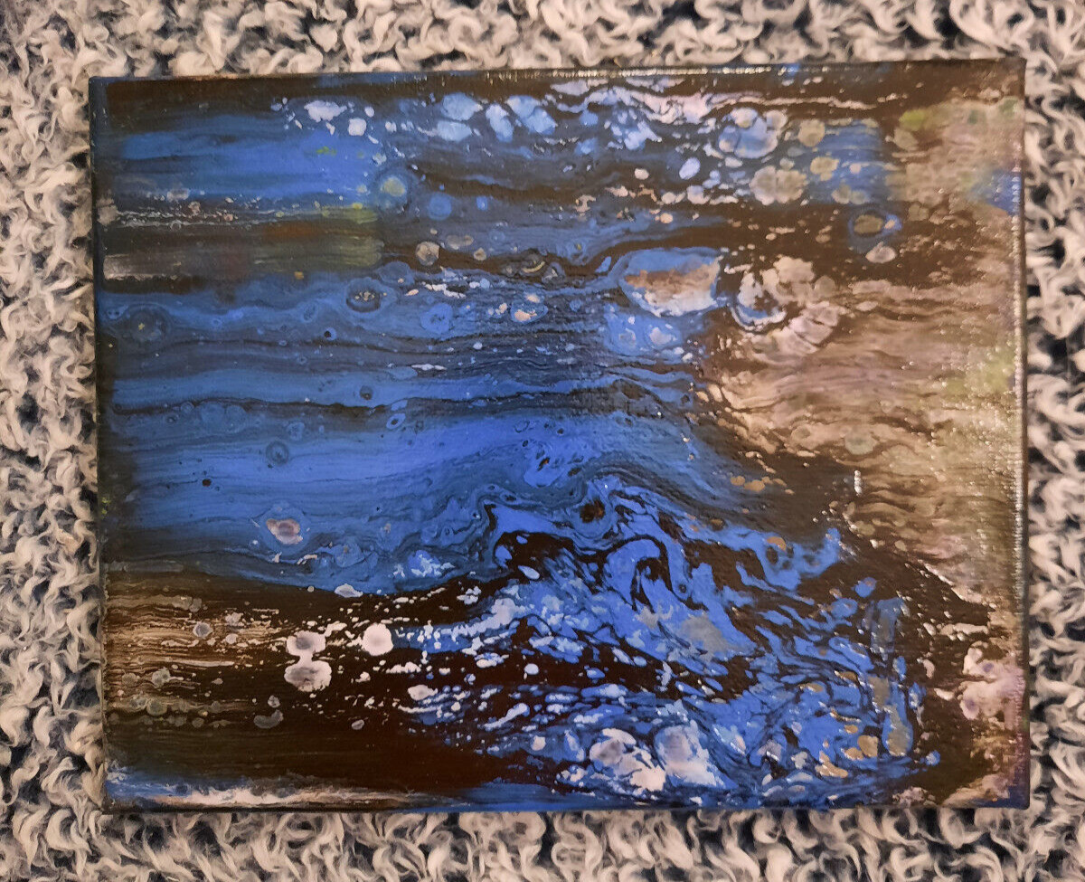 Abstract Acrylic Pour Painting 8×10. Tatiana Eres: «Where Earth Meets Water»
