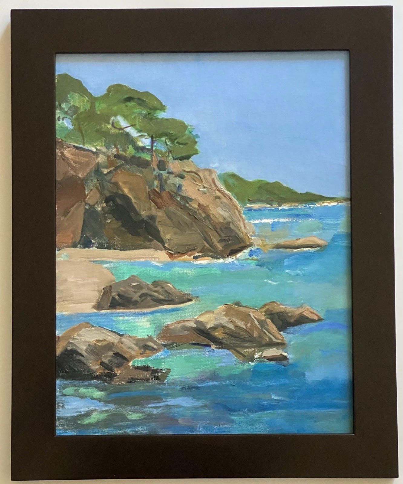 Vintage California Plein Air Coastal Landscape Study Impressionism MOD Painting
