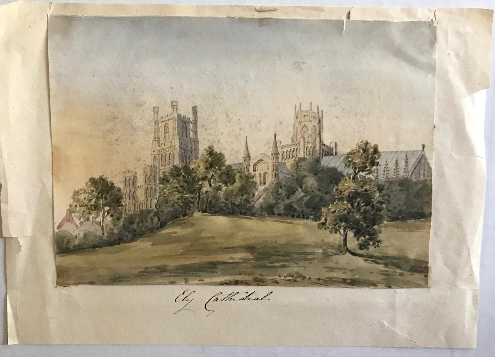 Ely Cathedral, England early 1800s Watercolor Painting -Thomas Hearn ? Original?