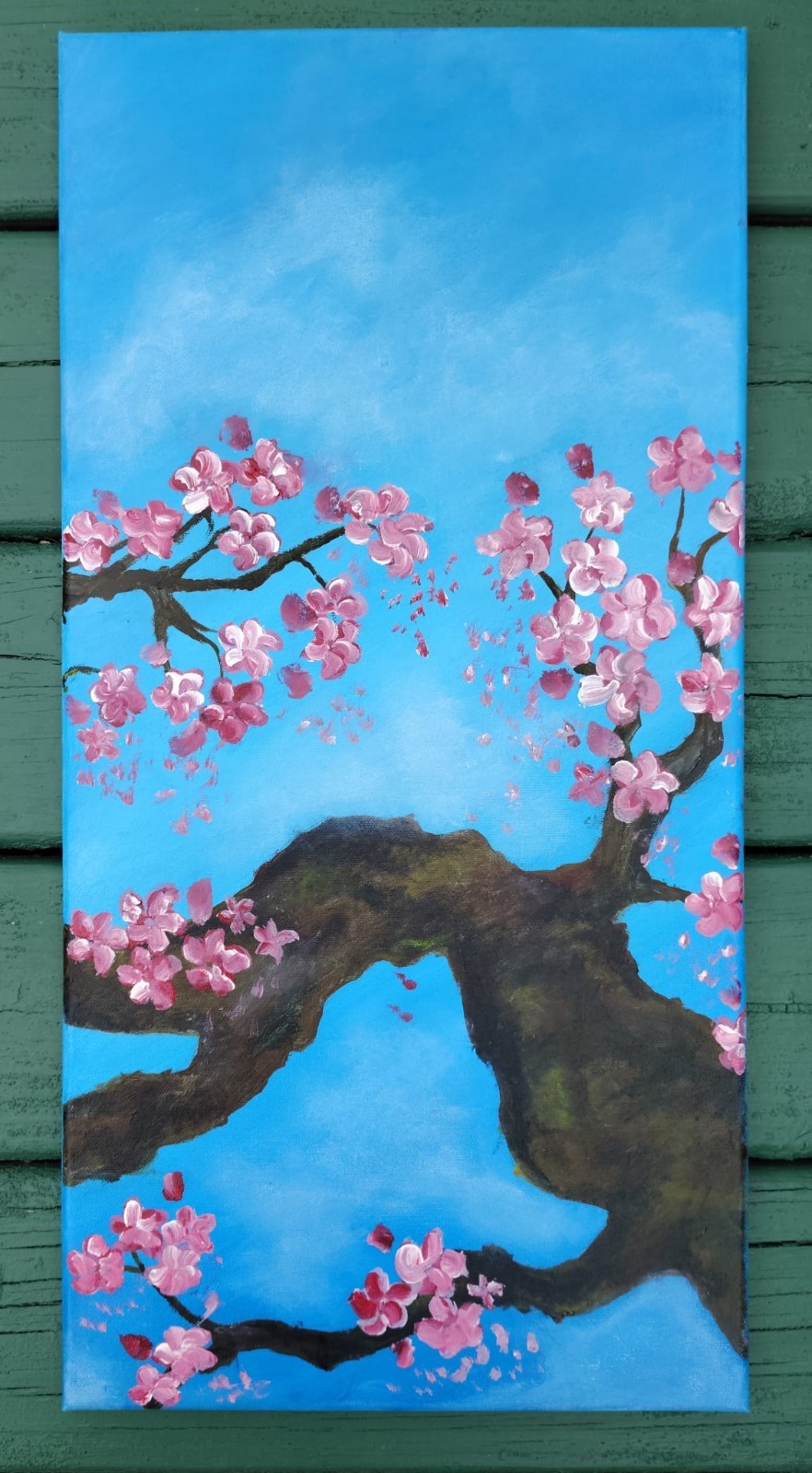 Cherry Blossom Painting 3 Panel Triptych Original Acrylic Canvas Wall Art