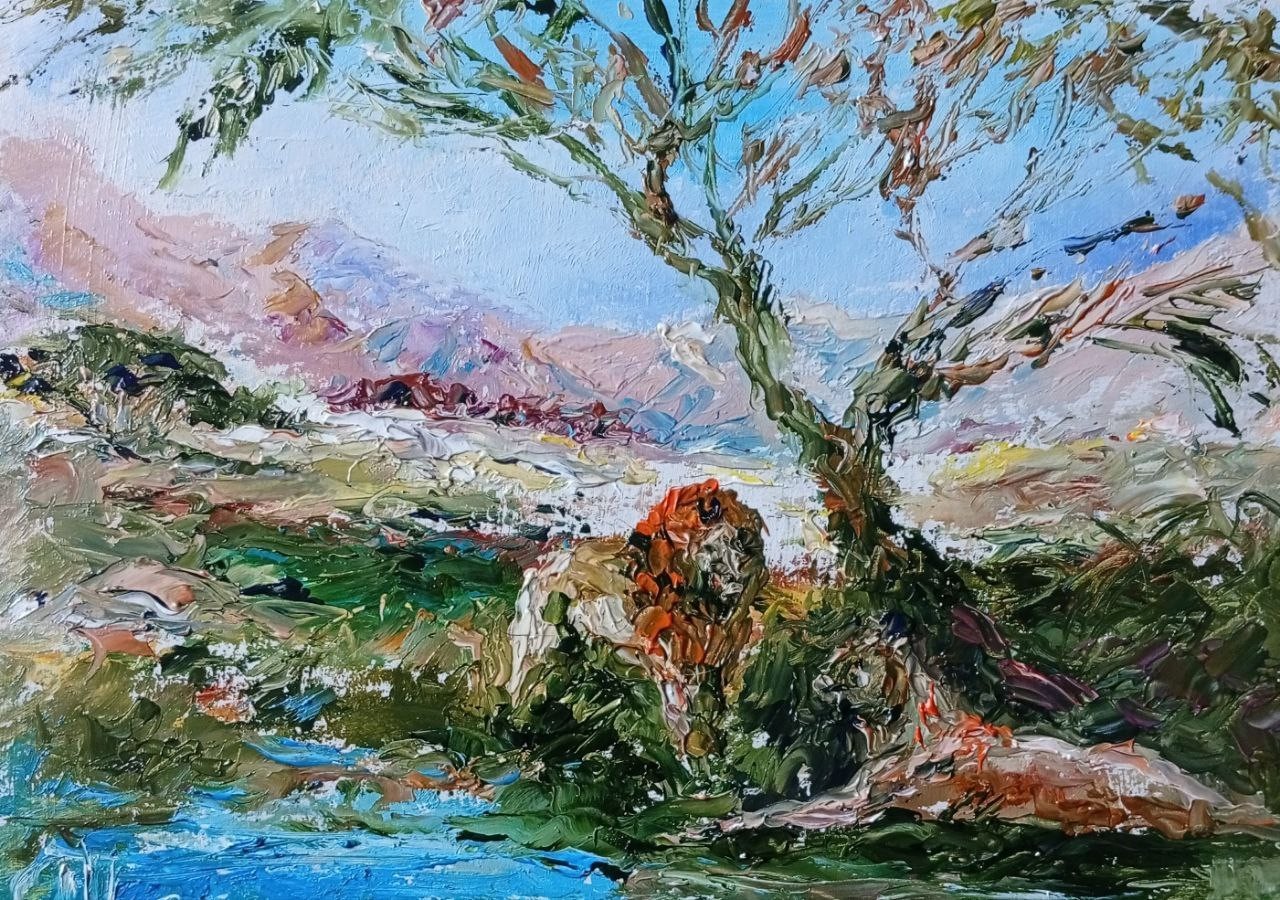 Painting «Lions». Oil on hardboard. 5×7 inc. Handmade. 2026. Unframed.