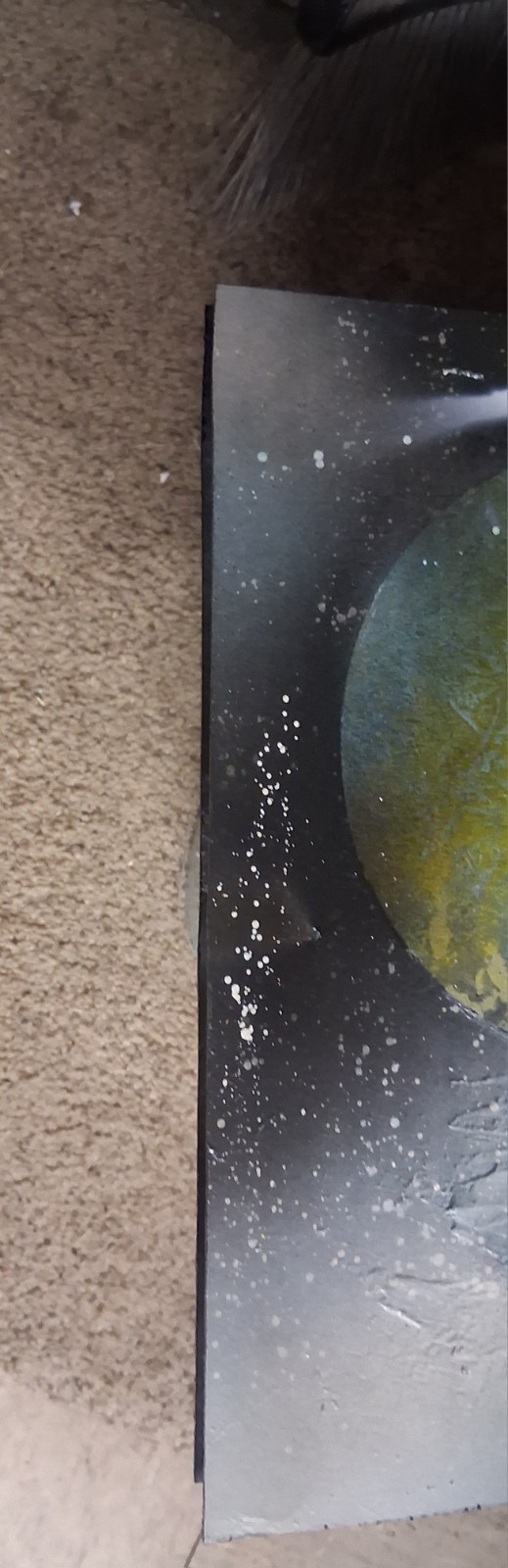 Signed Abstract Outer Space Planets & Stars Painting Unframed, single piece