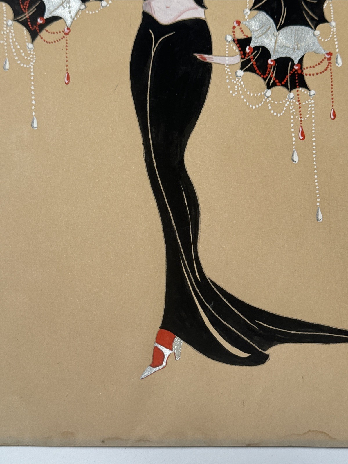 Antique Portrait Painting Woman Female Model Art Deco Fashion Illustration 1926