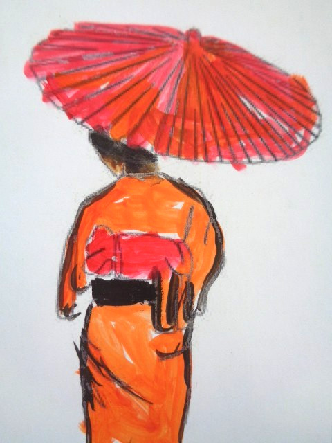 ACEO Colorful GEISHA GIRL Abstract Painting