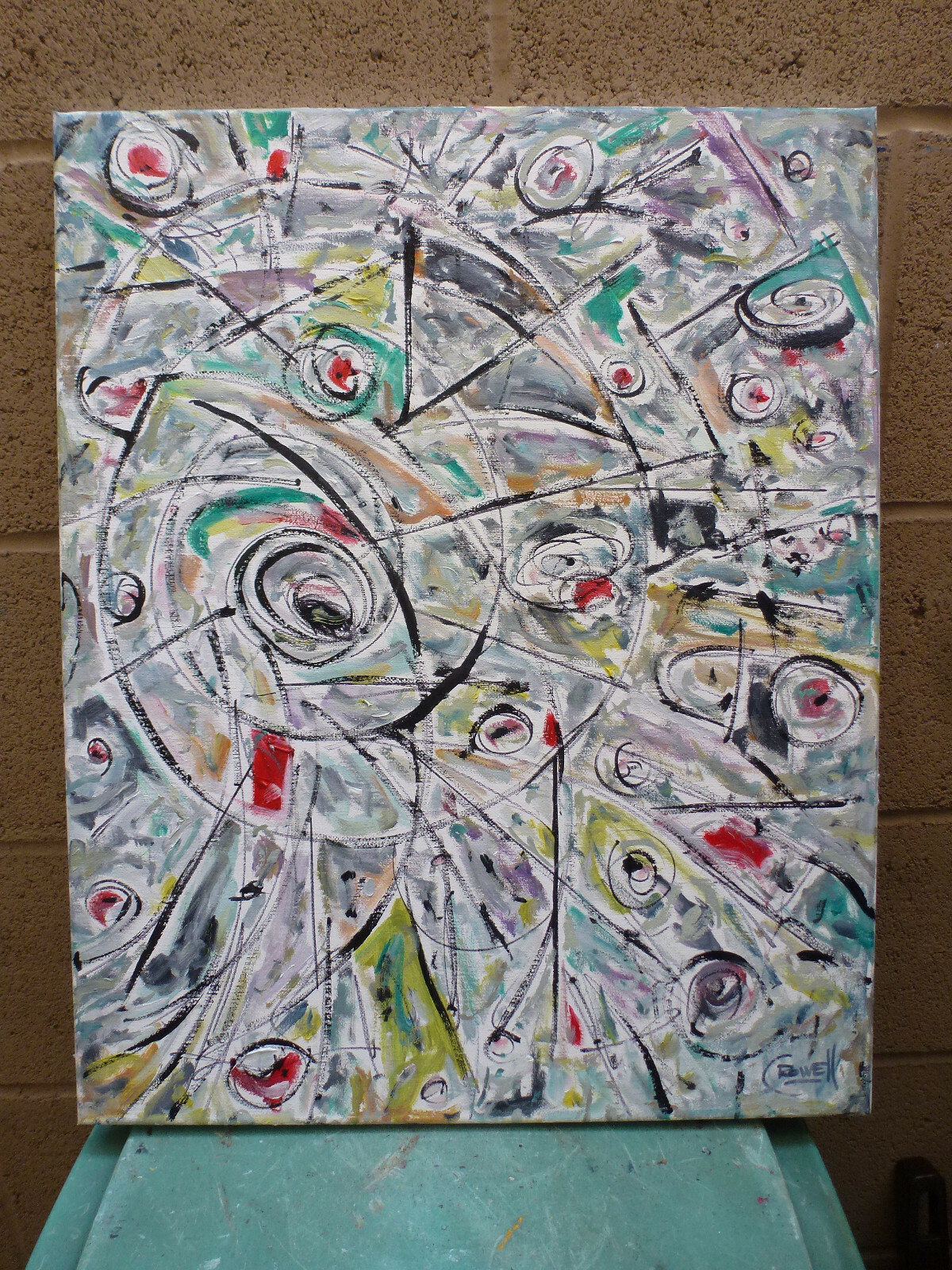 EXCESSIVE ARTISTIC FORCE #01 NEW original abstract 16×20 painting signed Crowell
