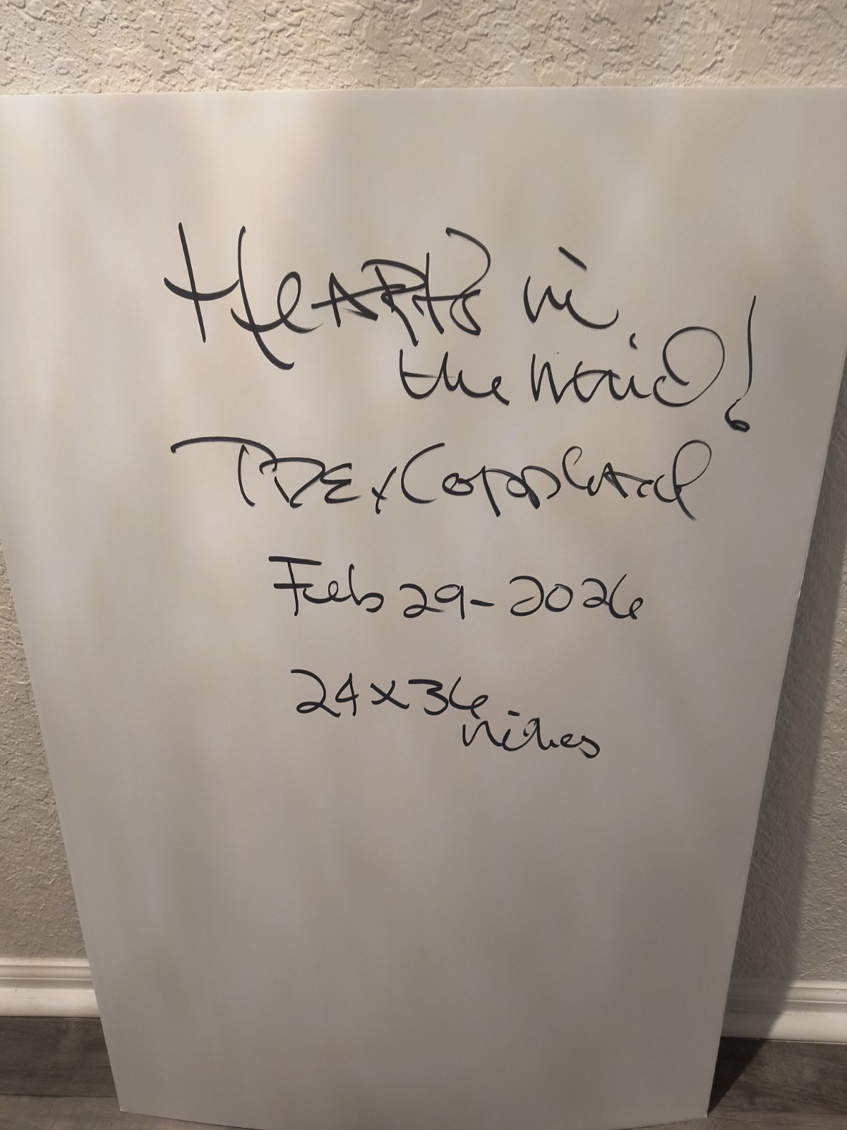 Trey Coppland, Heart’s in the Wind Abstract Heart Acrylic, 24+36 in 2026, Signed