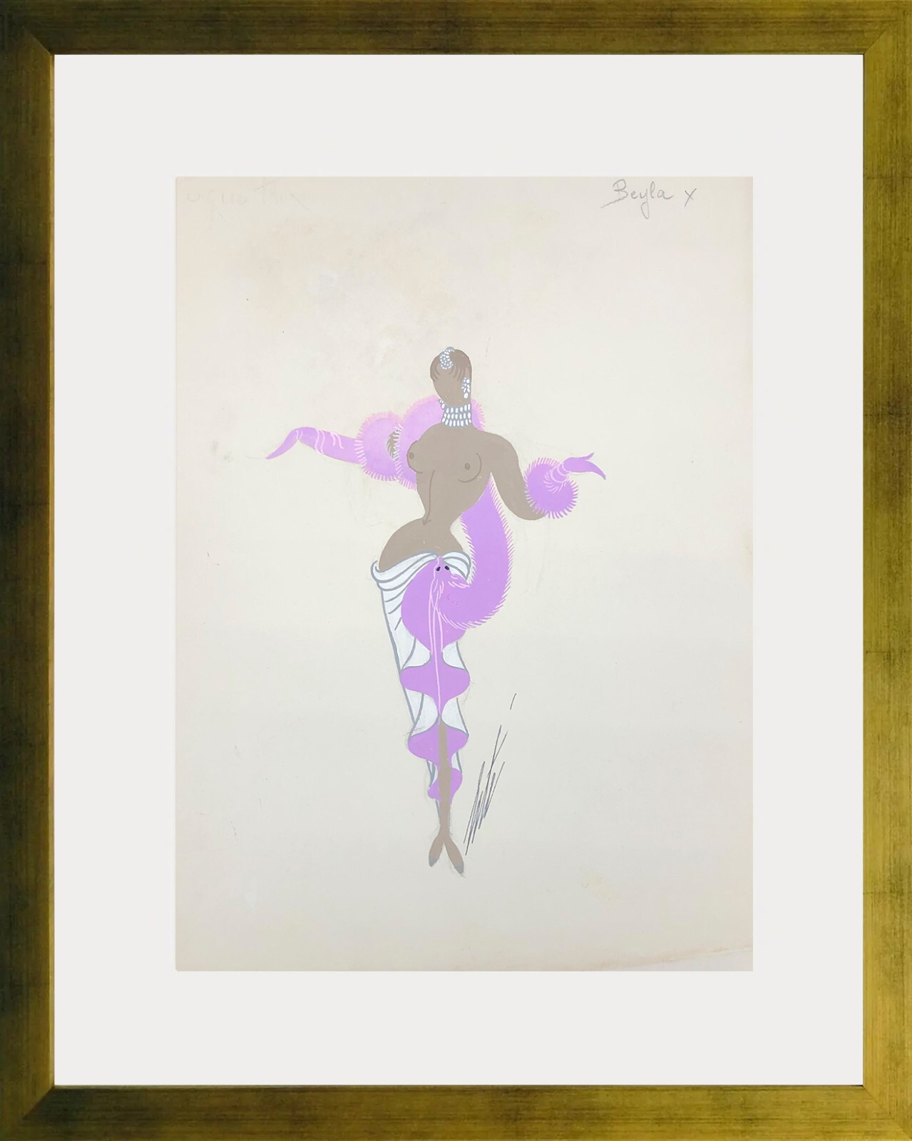 ERTE «BEYLA» circa 1950’s | SIGNED ORIGINAL GOUCHE PAINTING ON PAPER | FRAMED