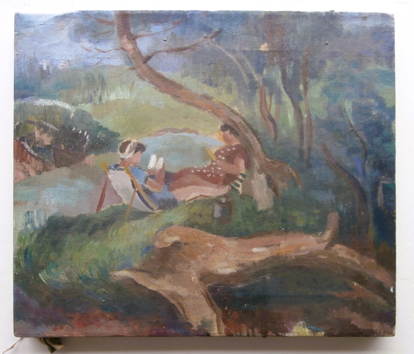 CONWAY NEW HAMPSHIRE Artist Painting, WILLIAM GLACKENS Ascribed, BIRCHMONT POND