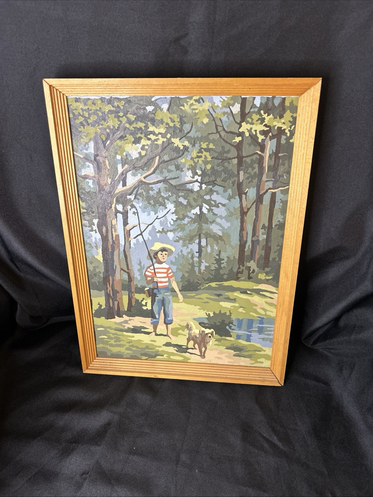 Vintage 1960’s Paint By Number, Boy And His Dog, Wood Frame, Beautiful