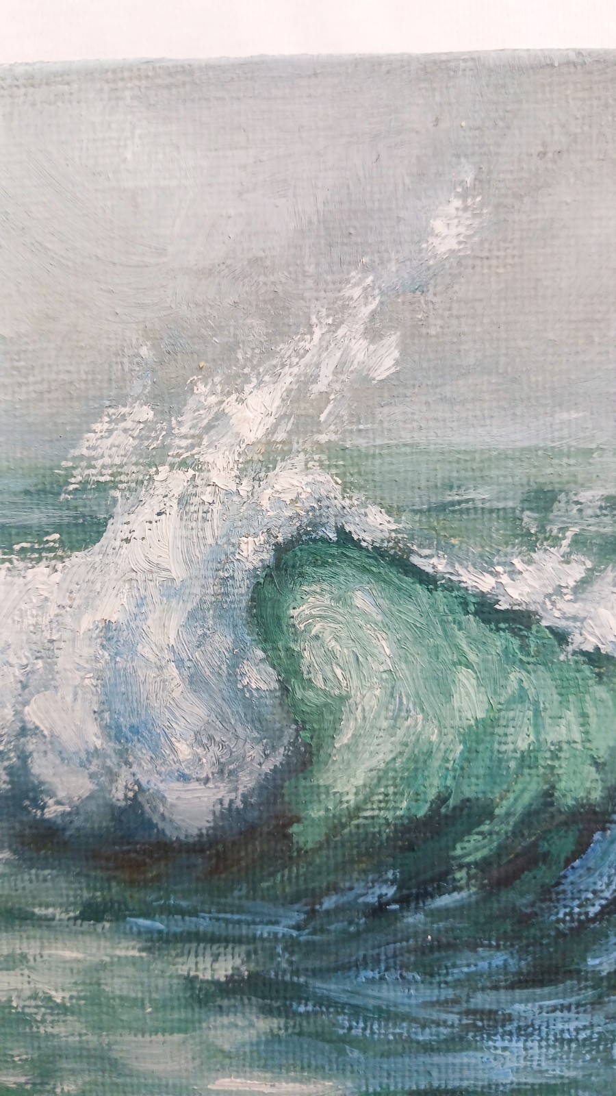 ORIGINAL Oil Painting Impressionism Ocean Waves Moody Fine Art 6″x8″