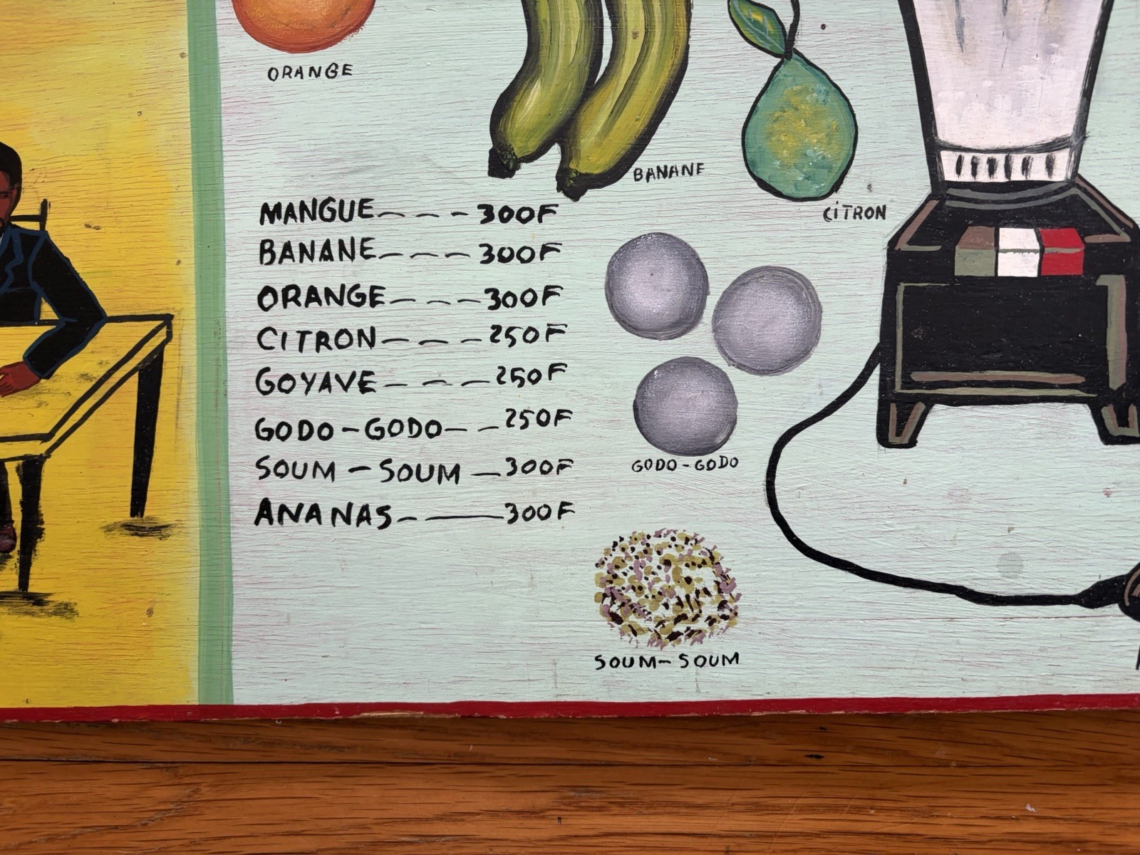 Vintage Handpainted Restaurant Menu Sign African Folk Art Signed Abdoulaye Gumar