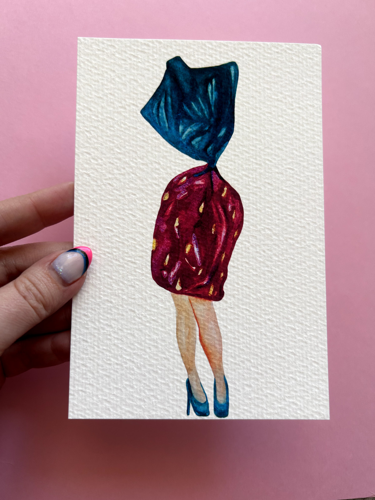 Tiny Art Print Sawyer Crane Leg Series Strawberry Candy Cute Sweet Feminist 4×6
