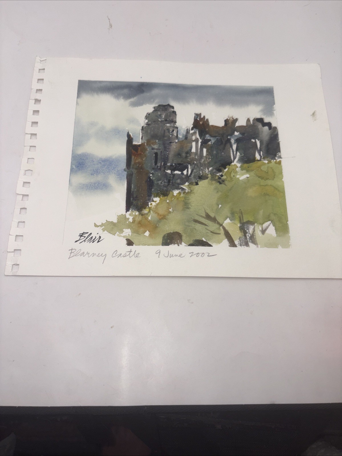 Eleanor Blair Original Watercolor Painting Blarney Castle Ireland Signed 2002