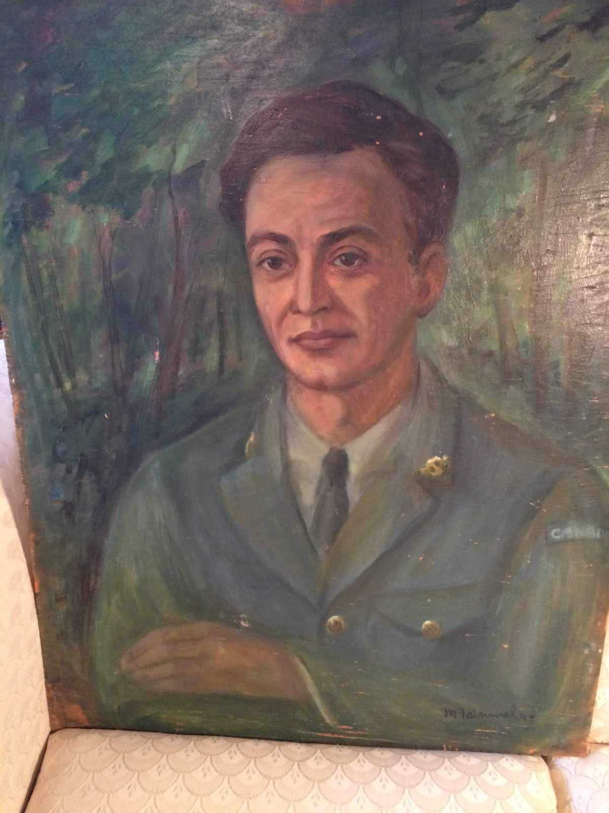 Nice M Fainmel «Portrait Of A Canadian Soldier» Oil Painting -Signed