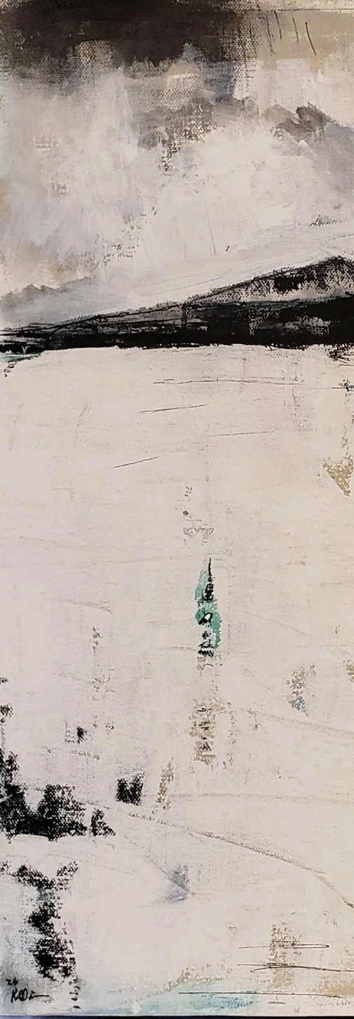 No.627 Original Abstract Minimal Landscape Painting By K.A.Davis
