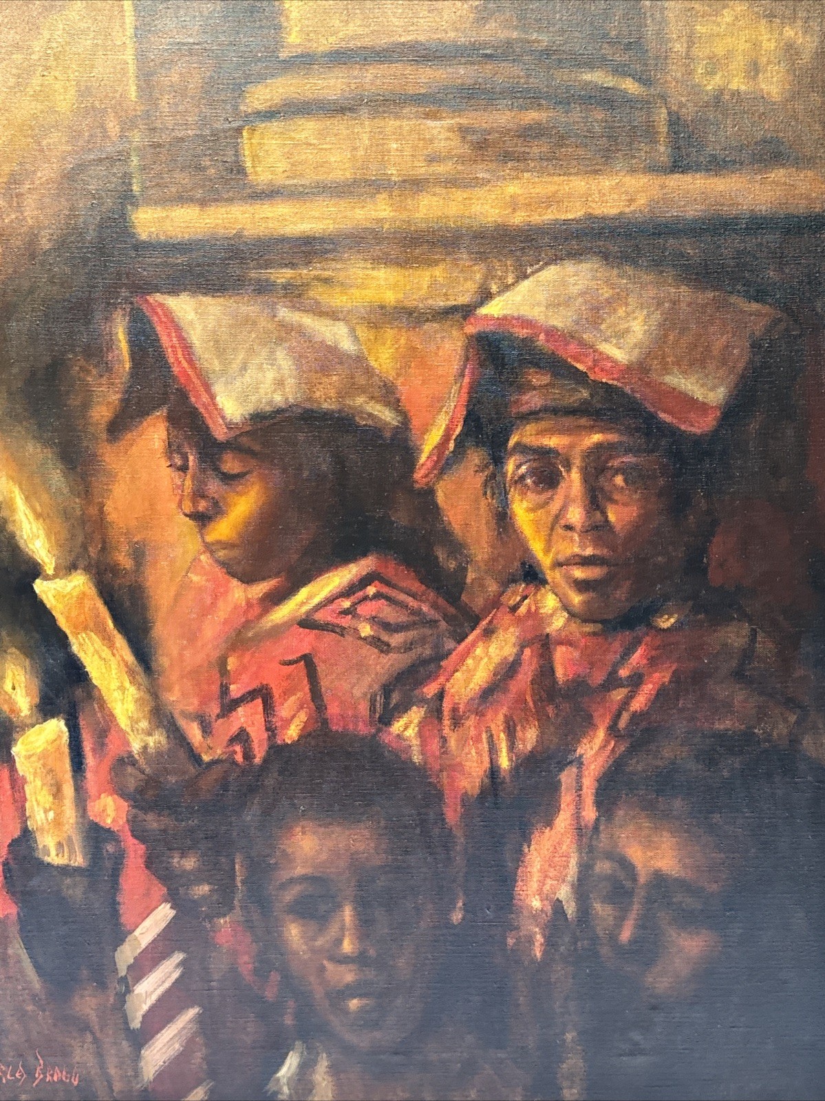 Charles Bragg Painting Original Oil 1960’s Portrait Peru Peruvian Woman Family