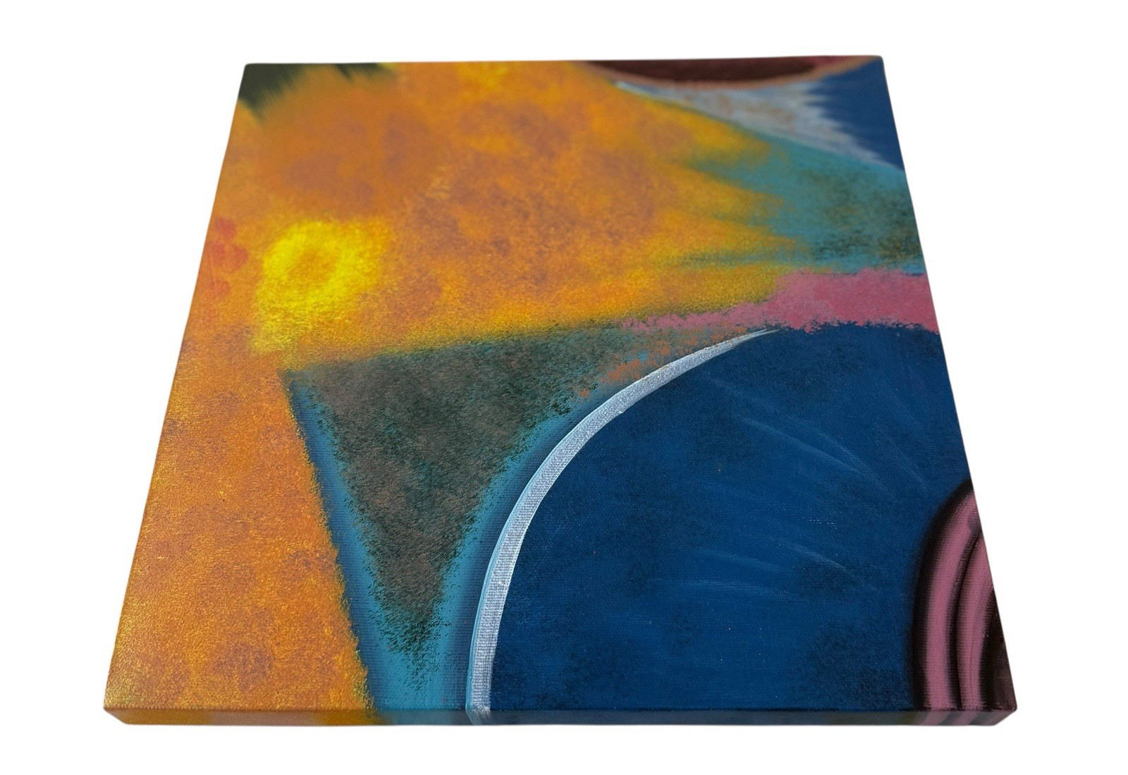 SM Palmer Abstract Art Painting Reproduction Mounted On Wood Frame 12” X 12” #1