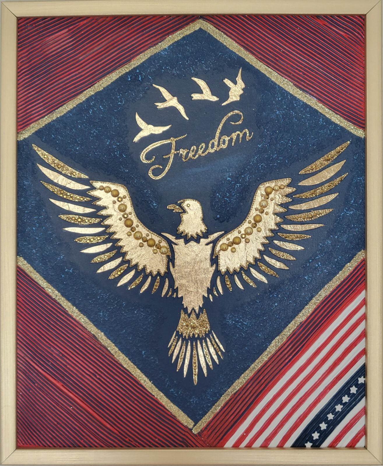 Canvas Painting Eagle Gold, Freedom, Independence Day, the Fourth of July