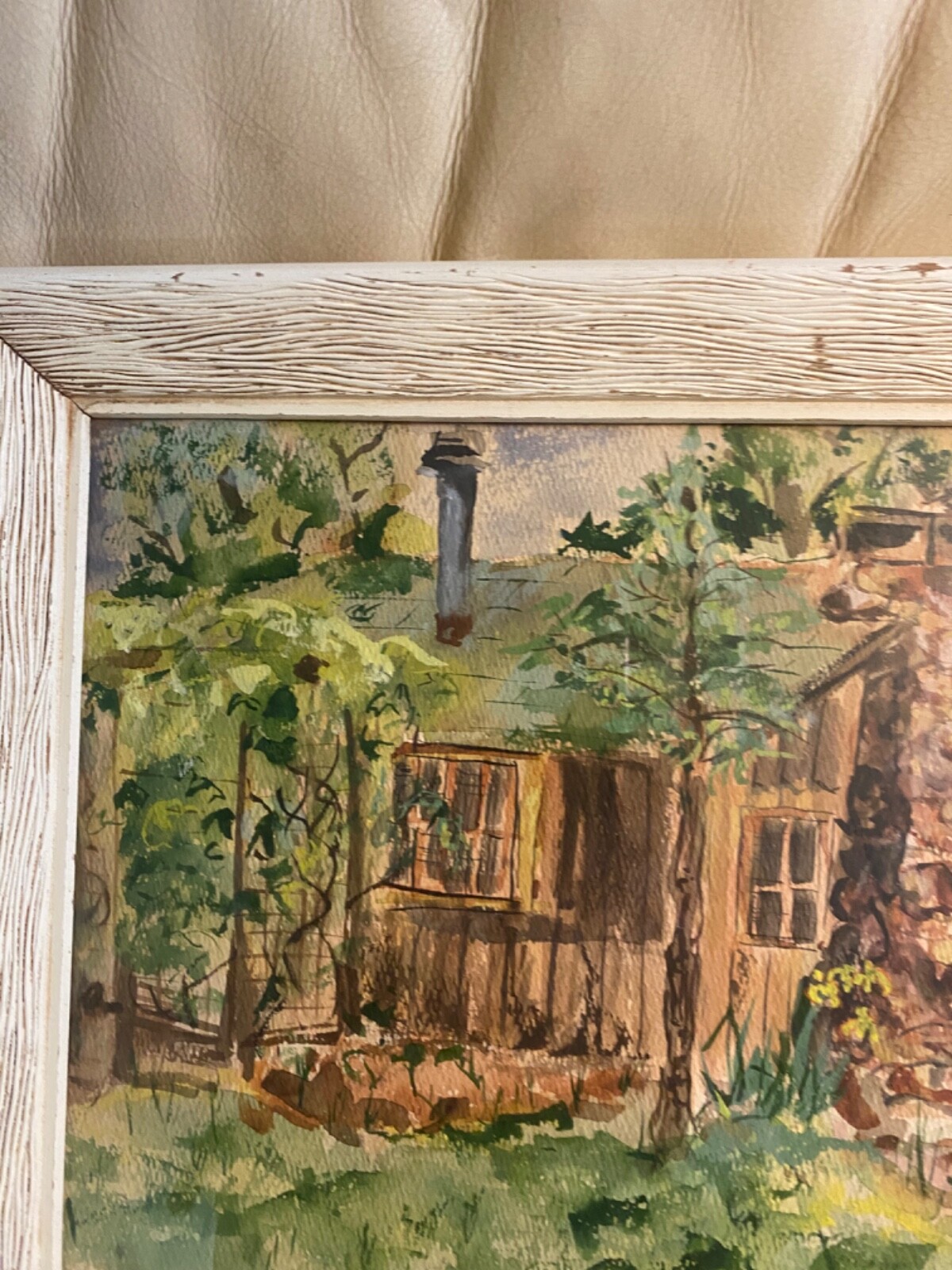 Rustic Cabin In The Woods Original Watercolor Signed Walberg 62’ Framed 9×12 in