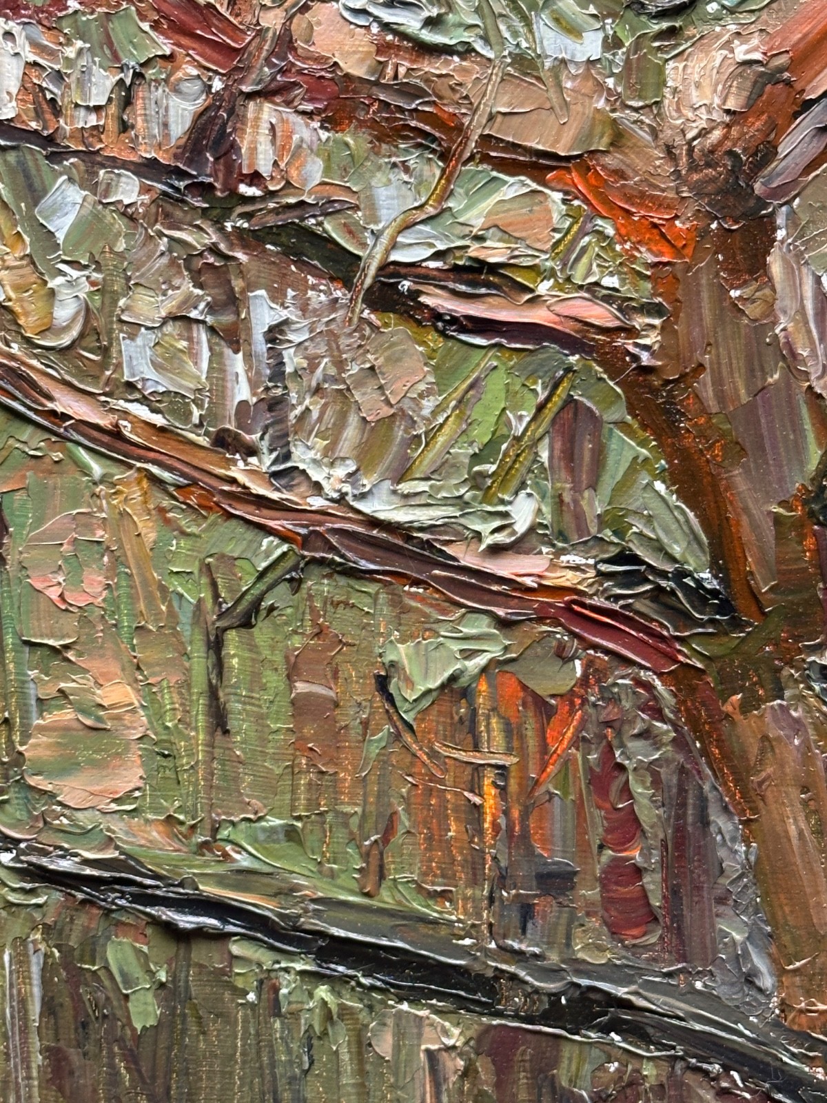Original art landscape oil painting on cardboard Spruce 12*8in