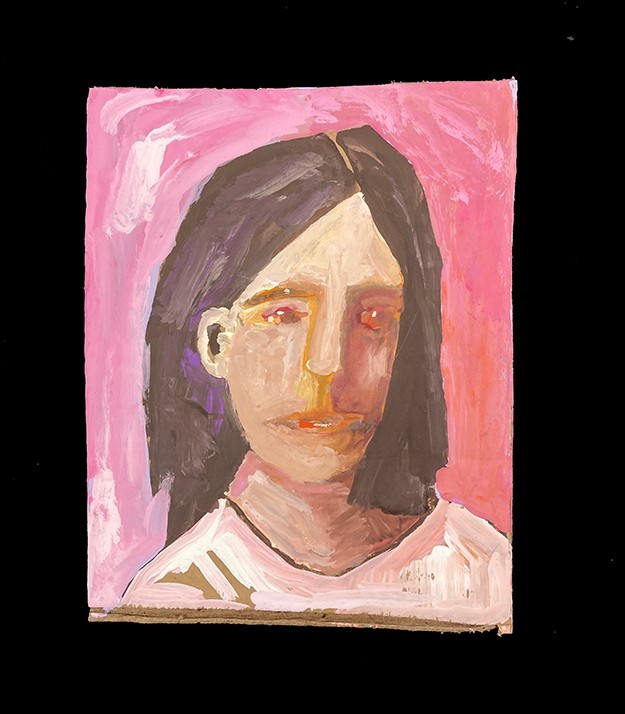 Original Portrait Painting Expressive Woman Naive Folk Wall Art Miz Katie