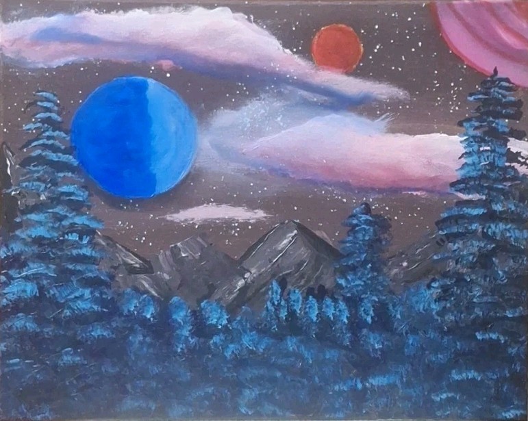 Alien World 2, Acrylic Painting – 16×20 Hand Painted Artwork on Canvas