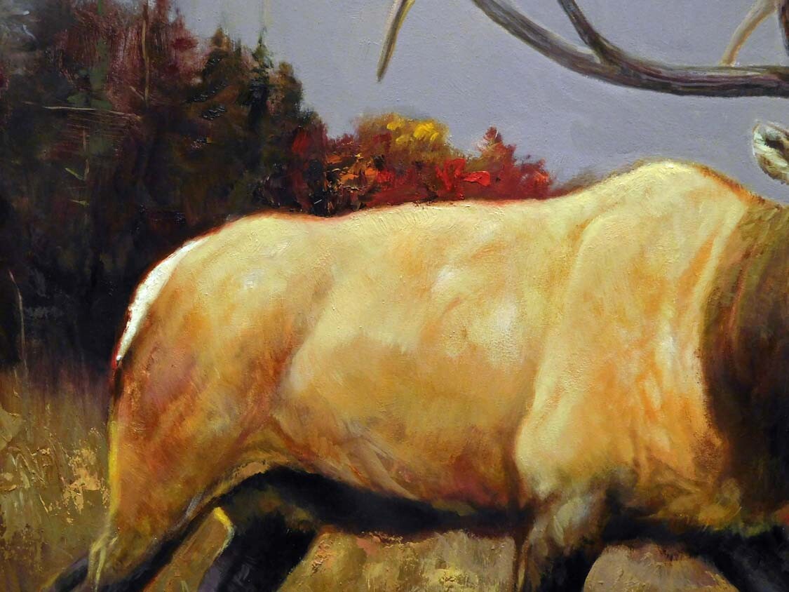 Dave Merrill «Battle Field» unframed Original Oil Hand Signed elk Make an Offer