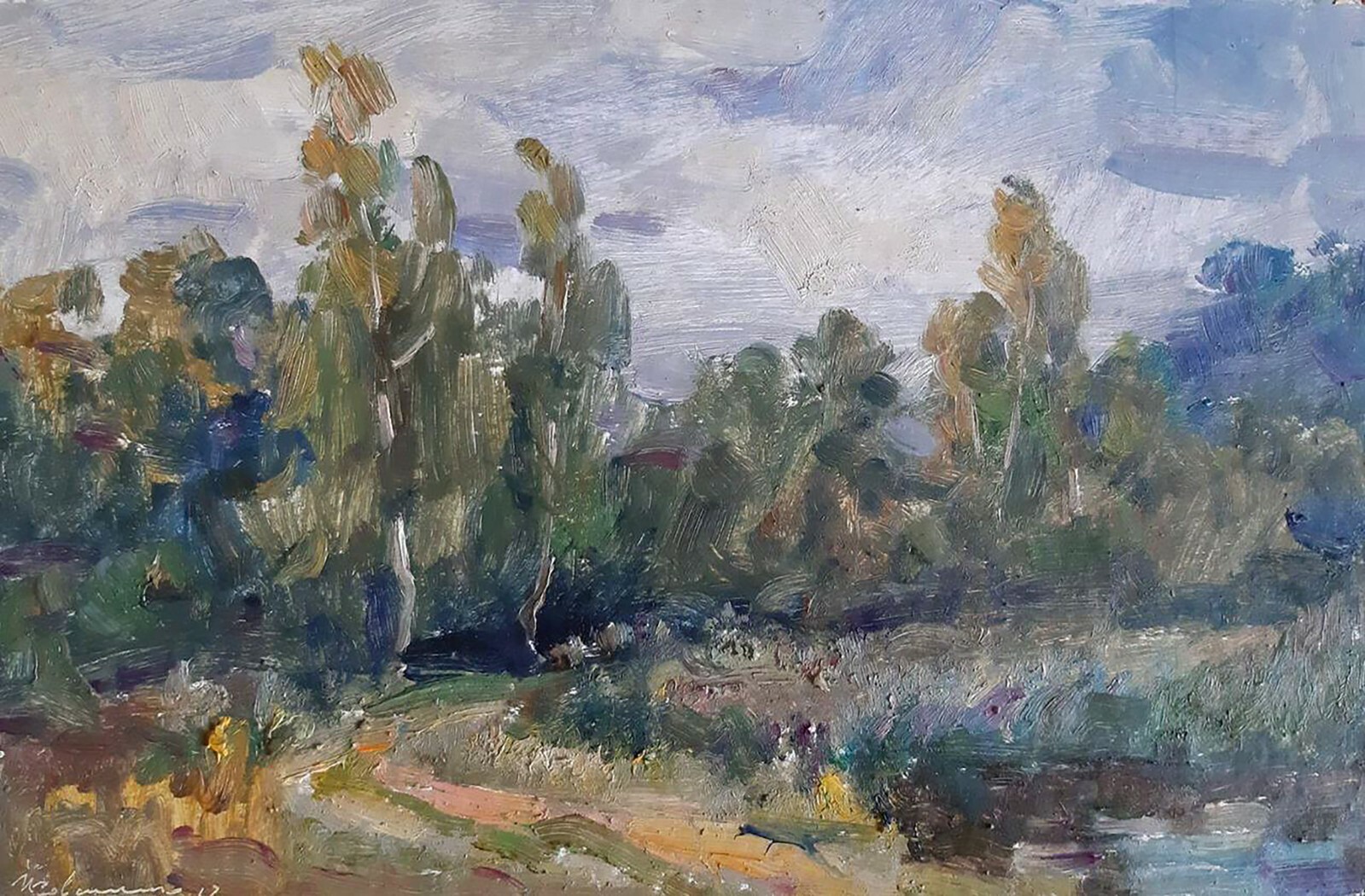 Oil Painting Cardboard Forest Landscape Kovalenko I Original Unframed nKoval107