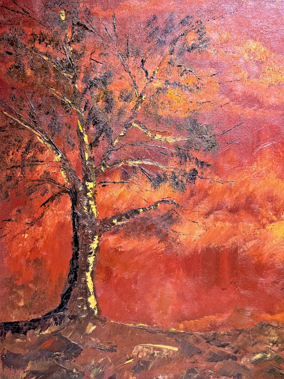 Original Vintage Early 1970s MCM Art Painting | Heavy Pallet Knife & Texture