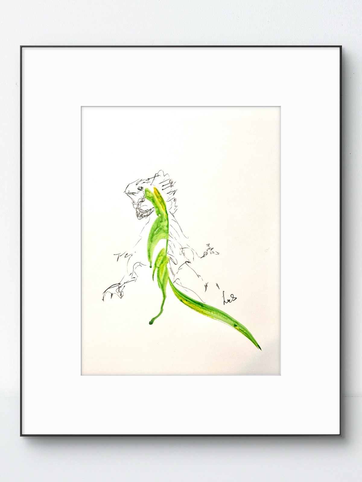 Original Abstract Expressionism 9×12 Lizard Paper Drawing Handmade Signed Art 22
