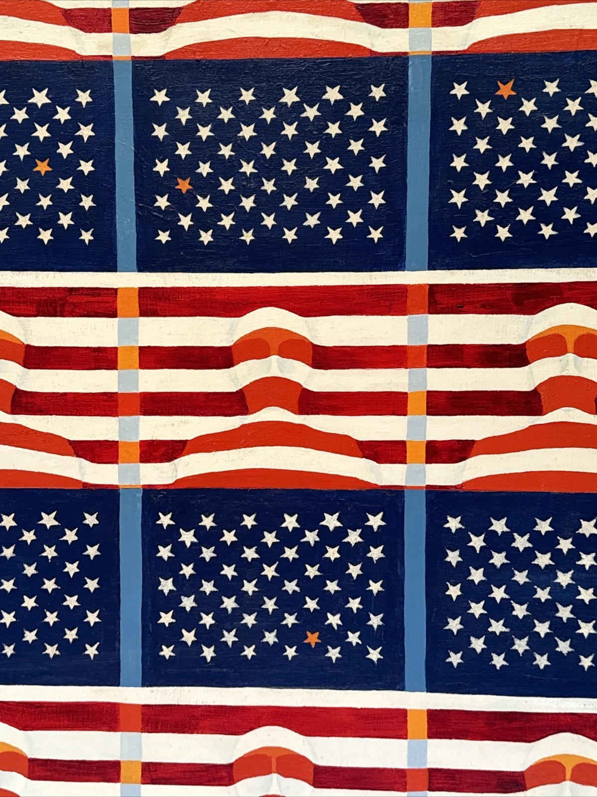 Vintage Abstract Painting Expressionism American Flag Soldier Pop Op Large