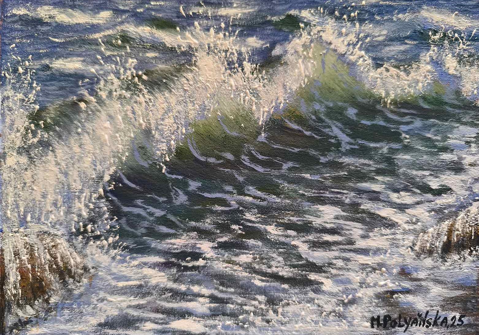 SEA WAVES TEXTURED IMPASTO Original Arts OIL Painting Landscape Gift Seascape A5